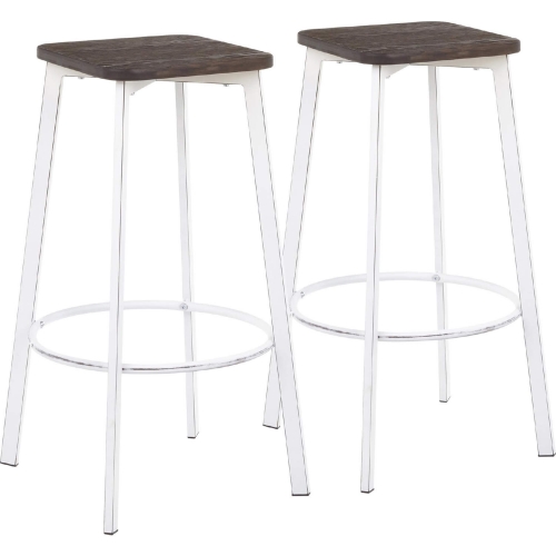 Clara 30" Bar Stool in Espresso Grain Bamboo & Vintage White Metal (Set of 2)